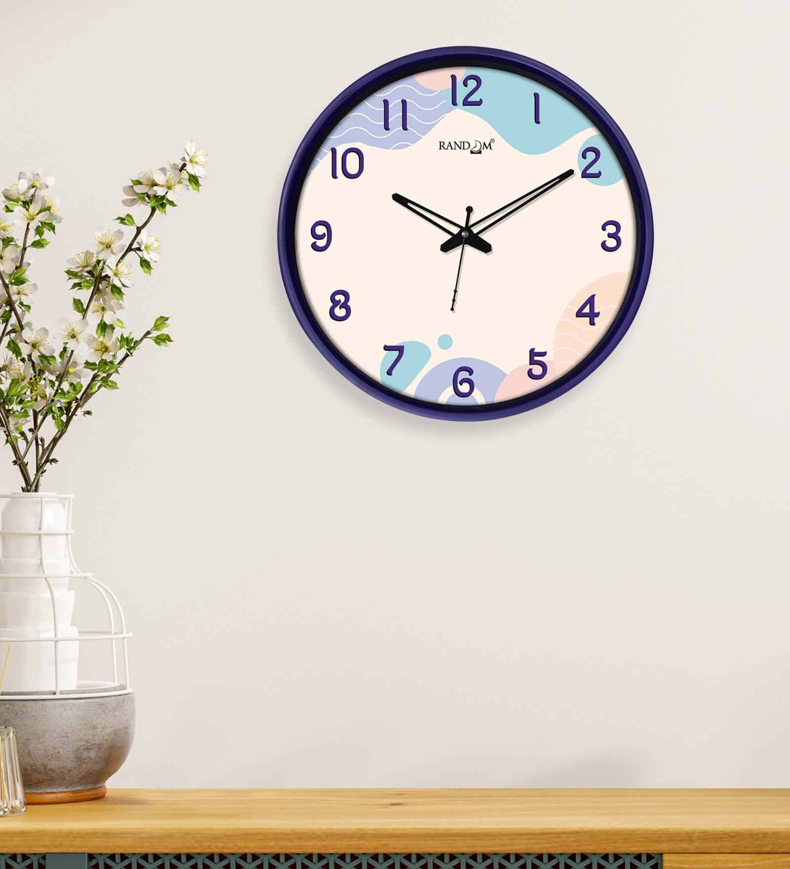 Dual Frame Shells Plastic Wall Clock In Blue & White