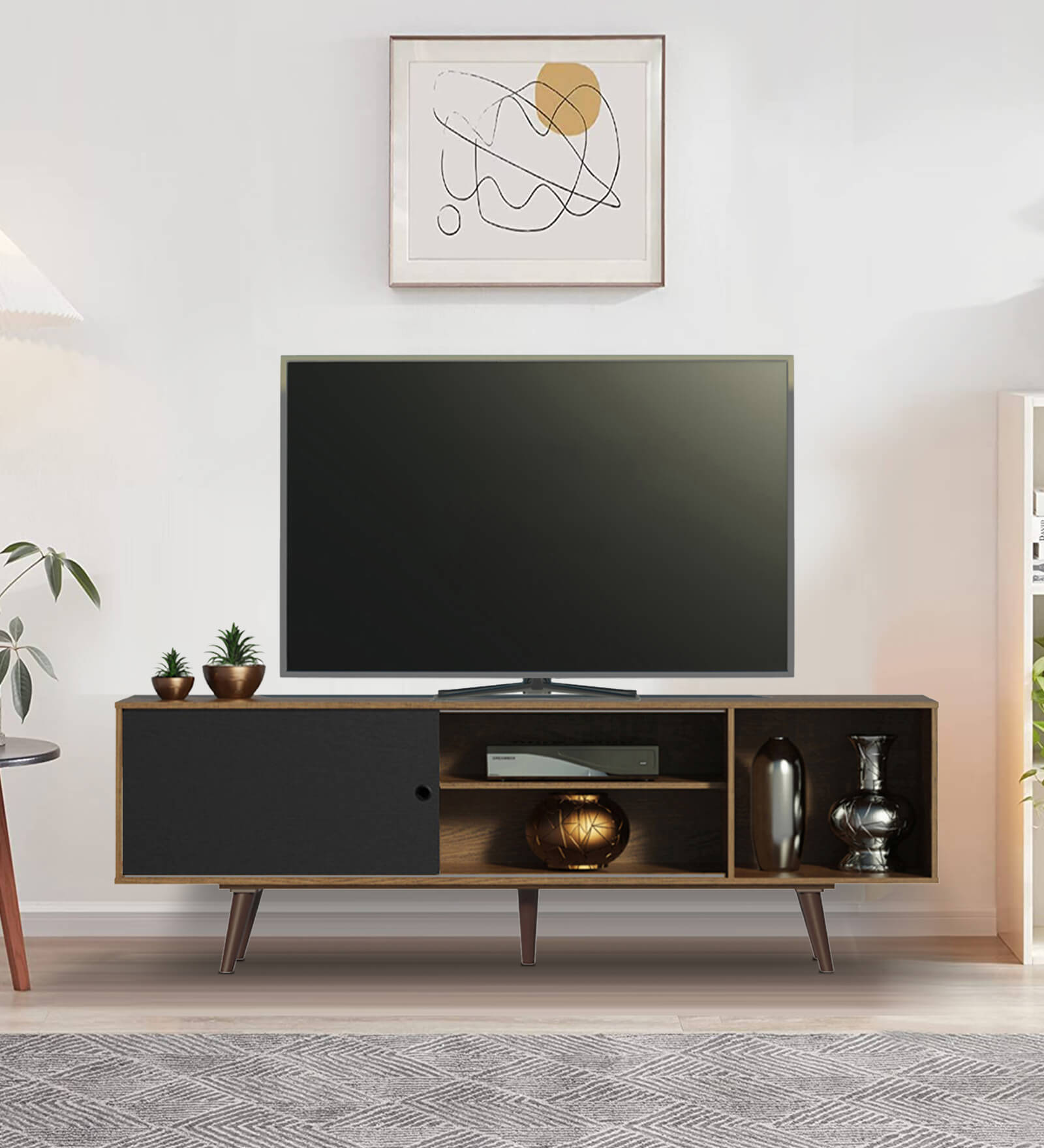 Dubai TV Console In Black And Brown Color