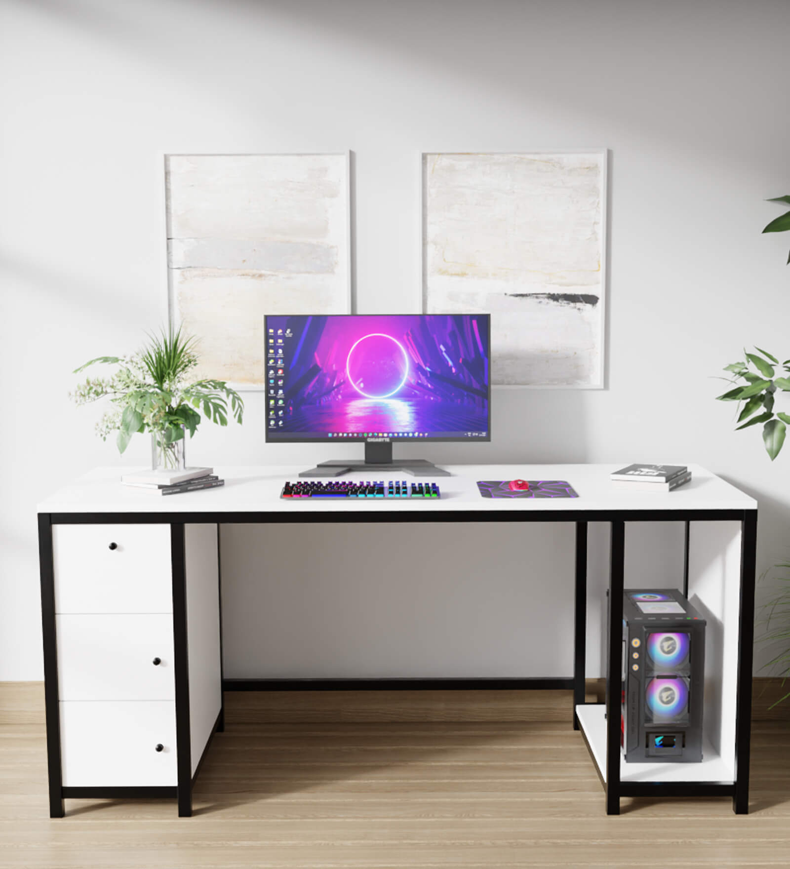 White Computer Console Buy Dublin Workstation In White Finish at 100% OFF by Riyan Luxiwood ...
