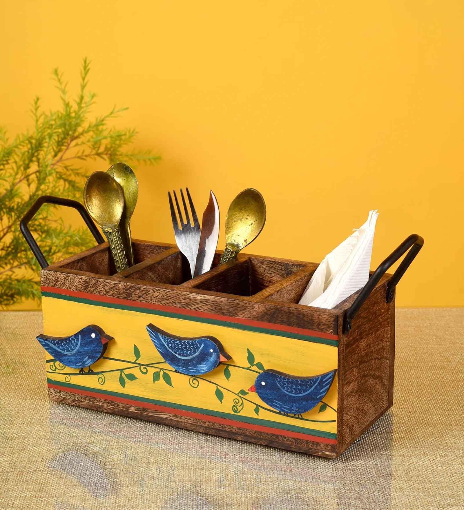 Buy Brown Printed Wood 1 Pcs Cutlery holder at 30% OFF by Dudki | Pepperfry