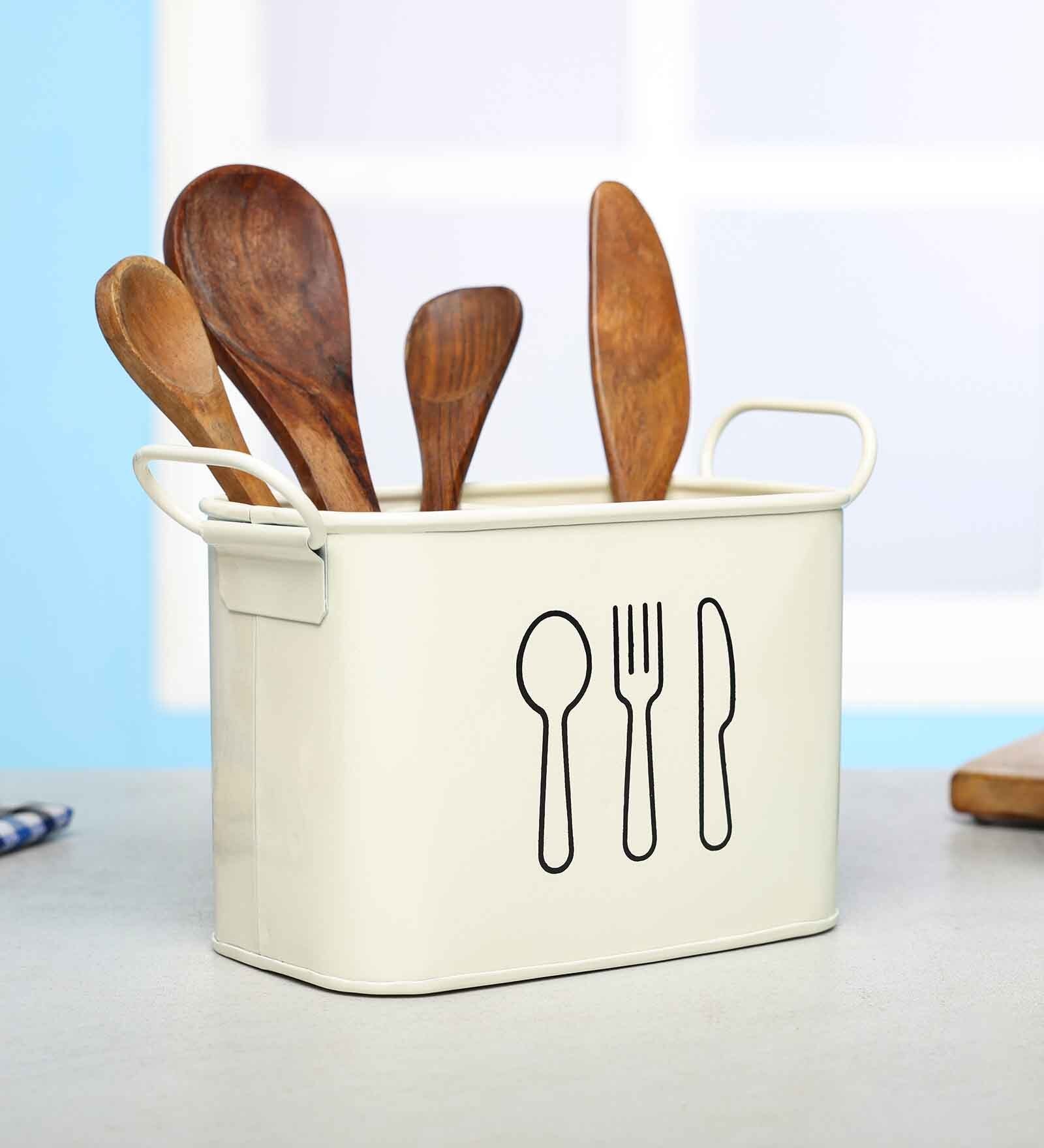 Ivory Metal  1 Pcs Oval Cutlery holder