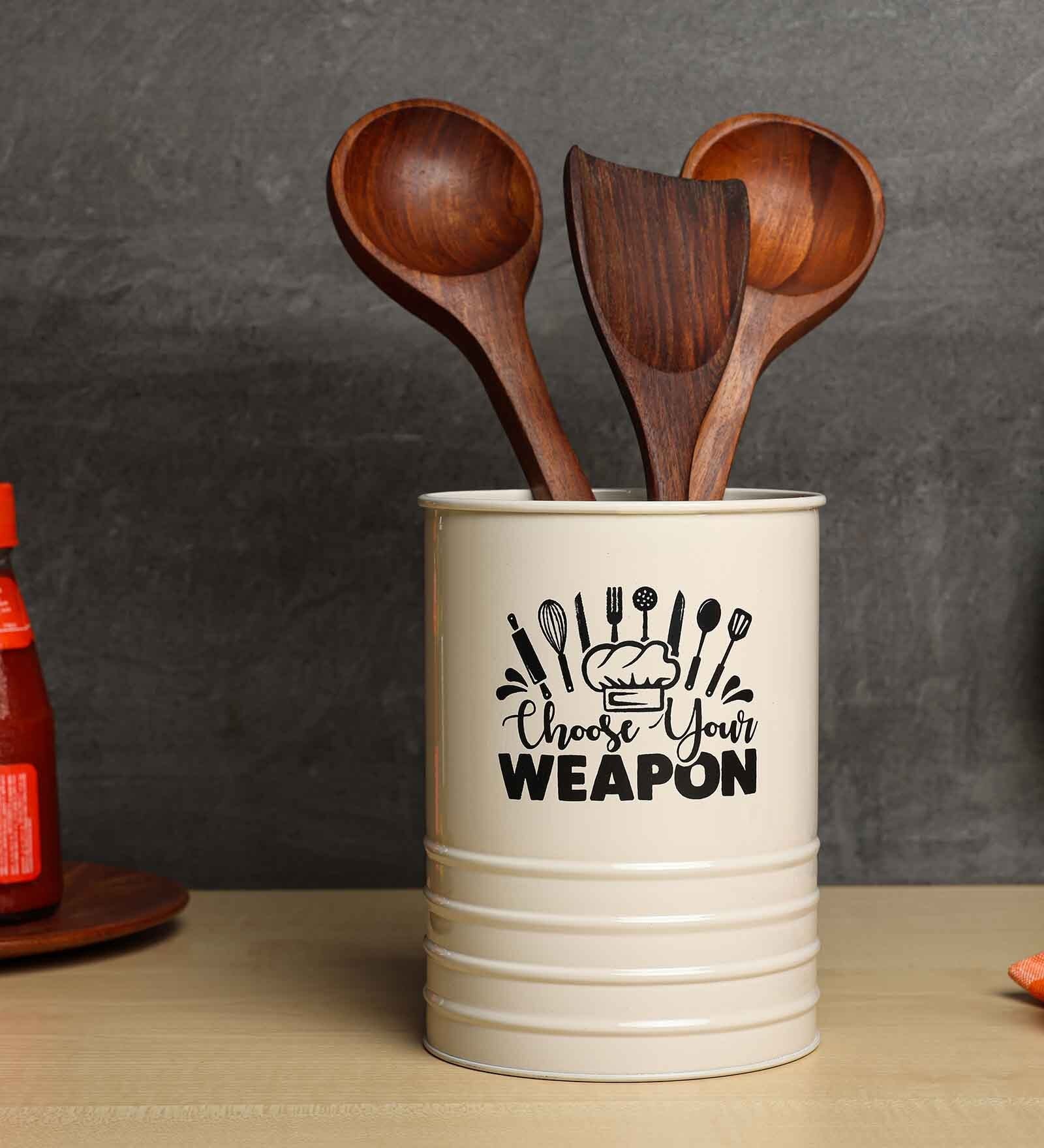Beige Metal  1 Pcs Cutlery holder