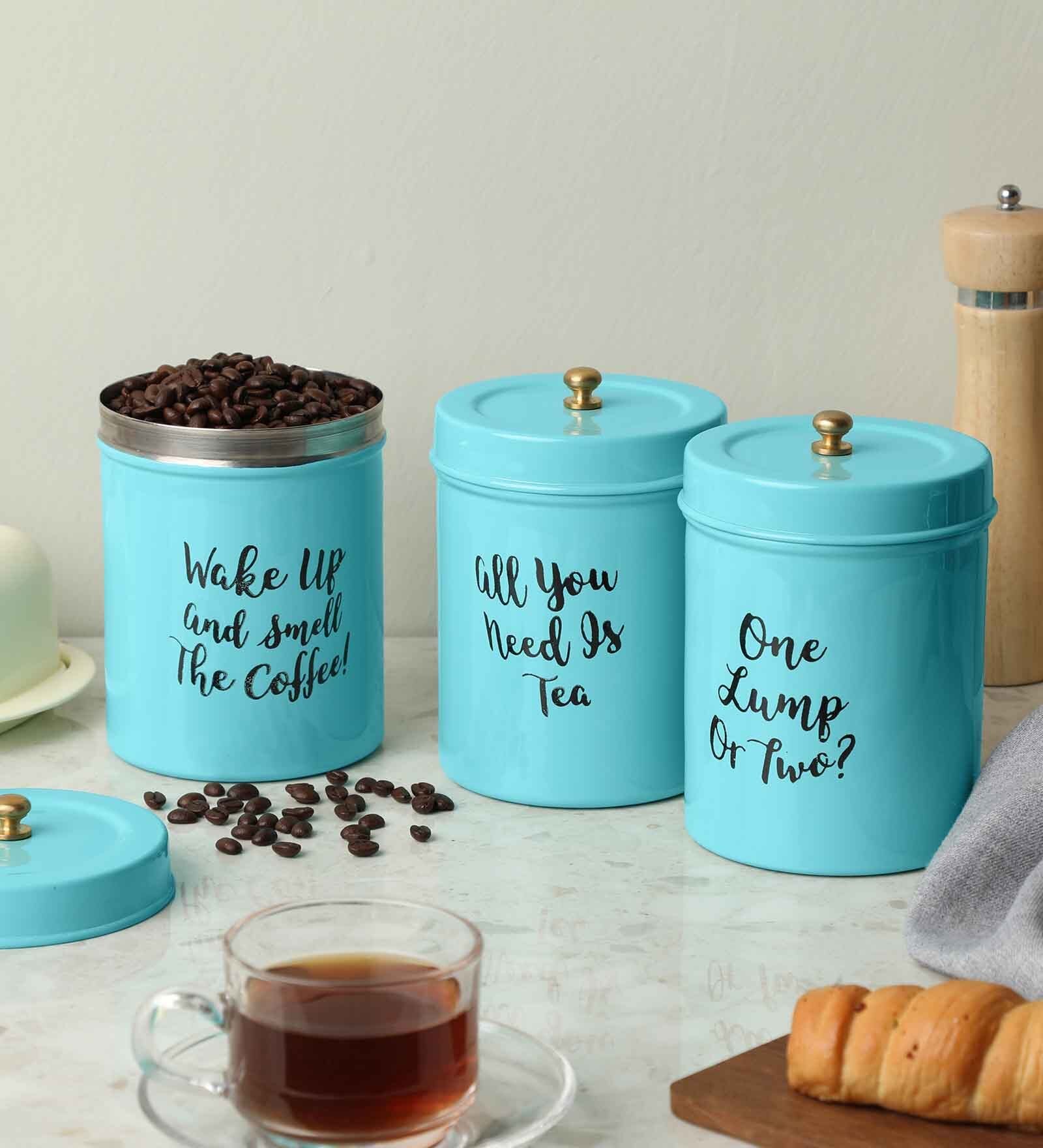 Aqua Stainless Steel 800Ml (Set of 3) Storage Jar & Containers With Lid