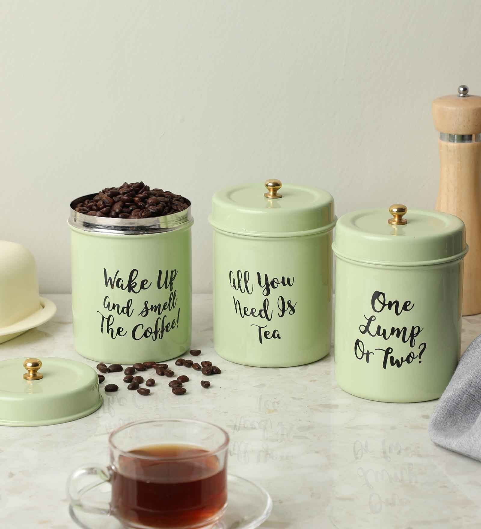 Pista Green Stainless Steel 800Ml (Set of 3) Storage Jar & Containers With Lid