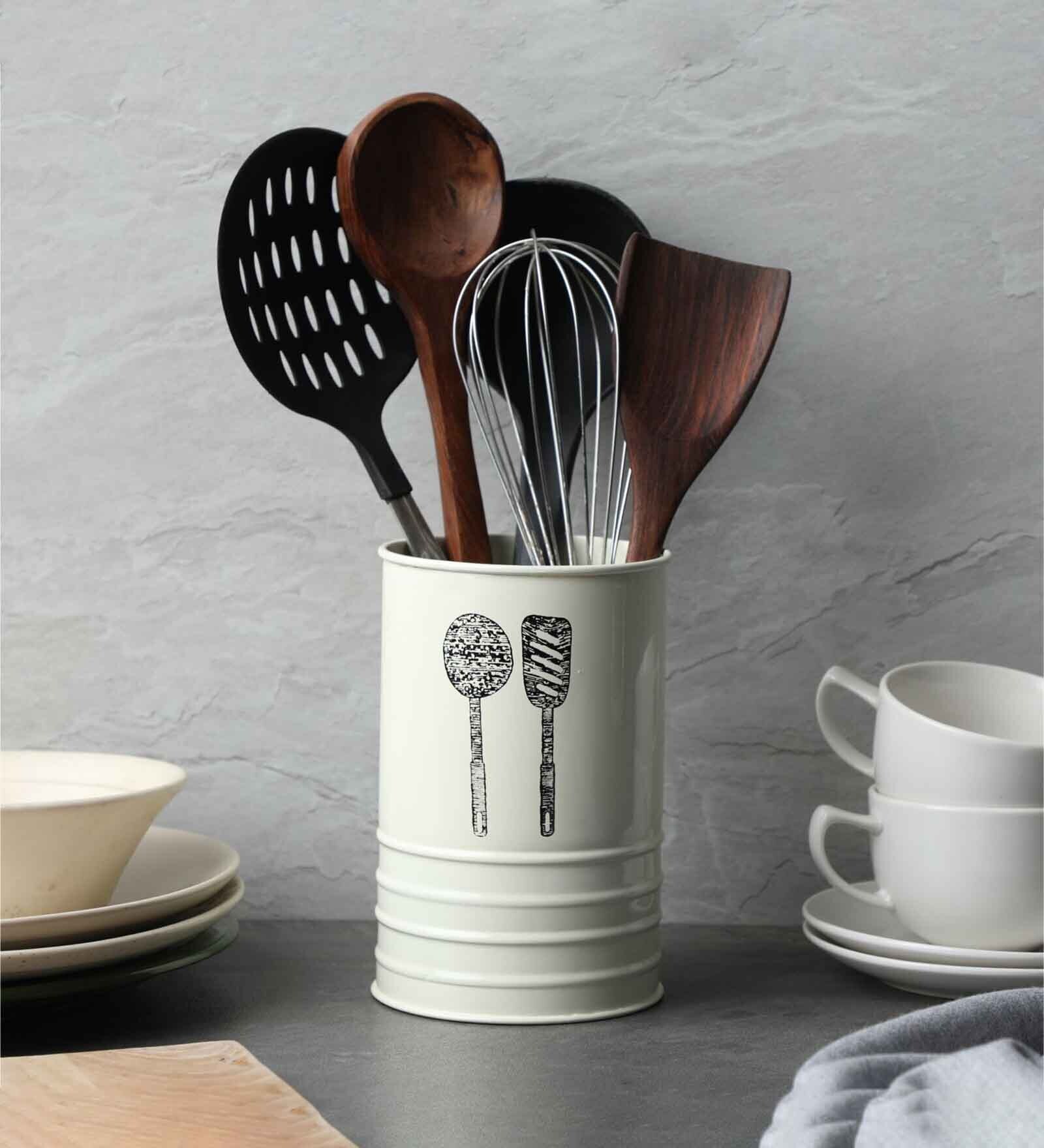 Ivory Metal  (Set of 2) Cutlery holder