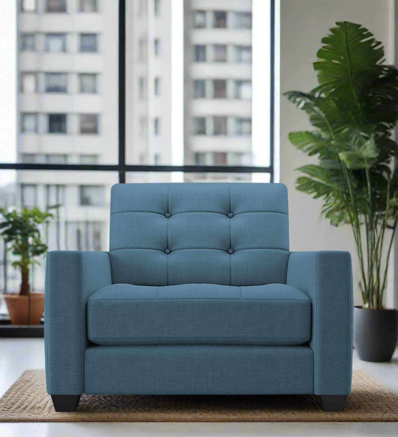 Dumbo Fabric 1 Seater Sofa In Light Blue Colour