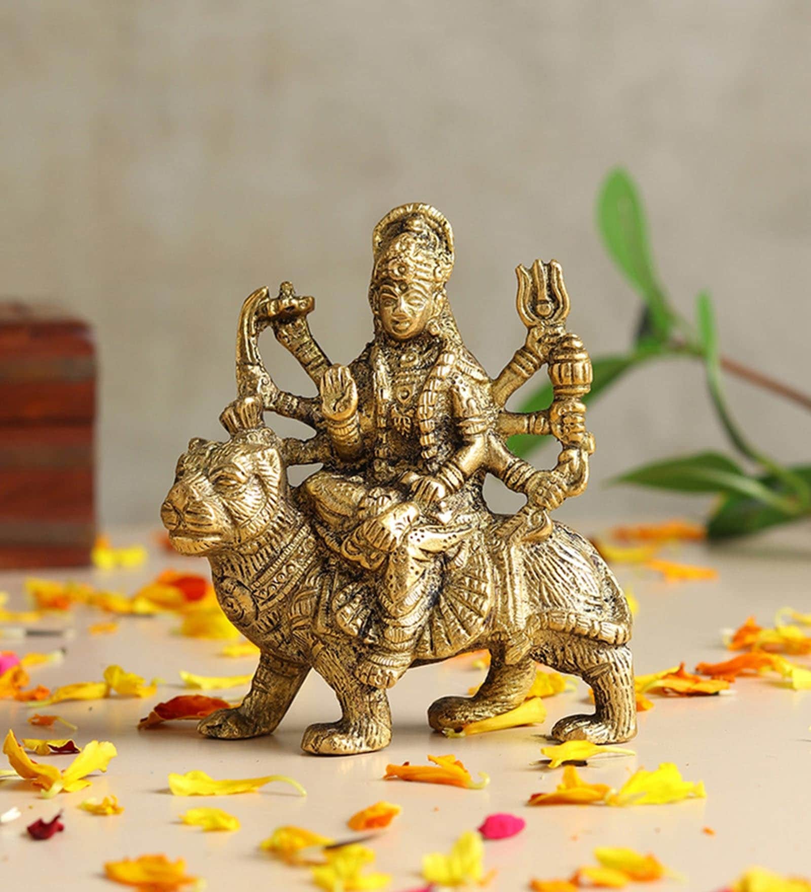 Golden Durga Maa Brass Idol