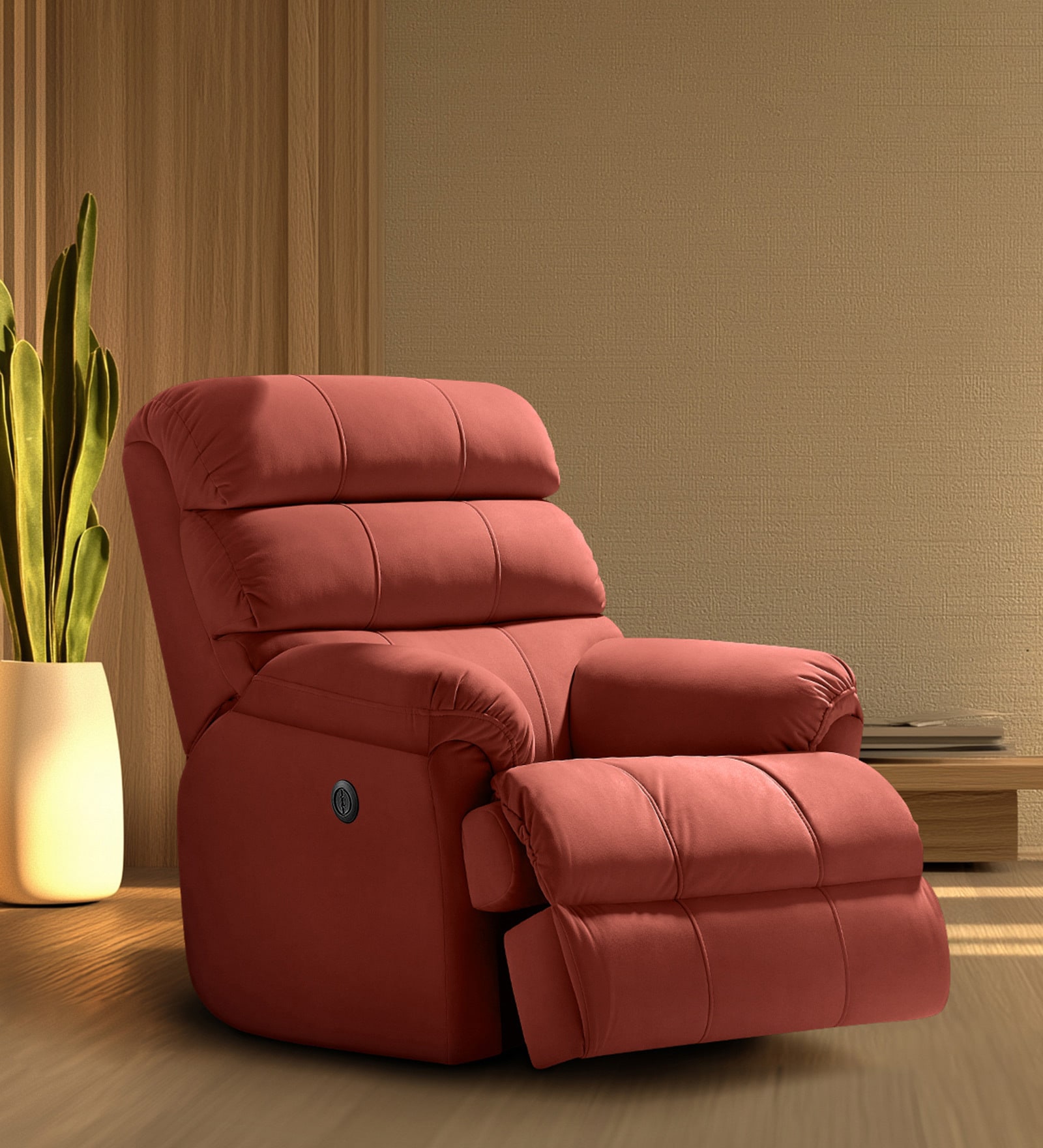 Avalon Posture Pro Leatherette 1 Seater Rocking And Revolving Motorized Recliner In Tan Colour
