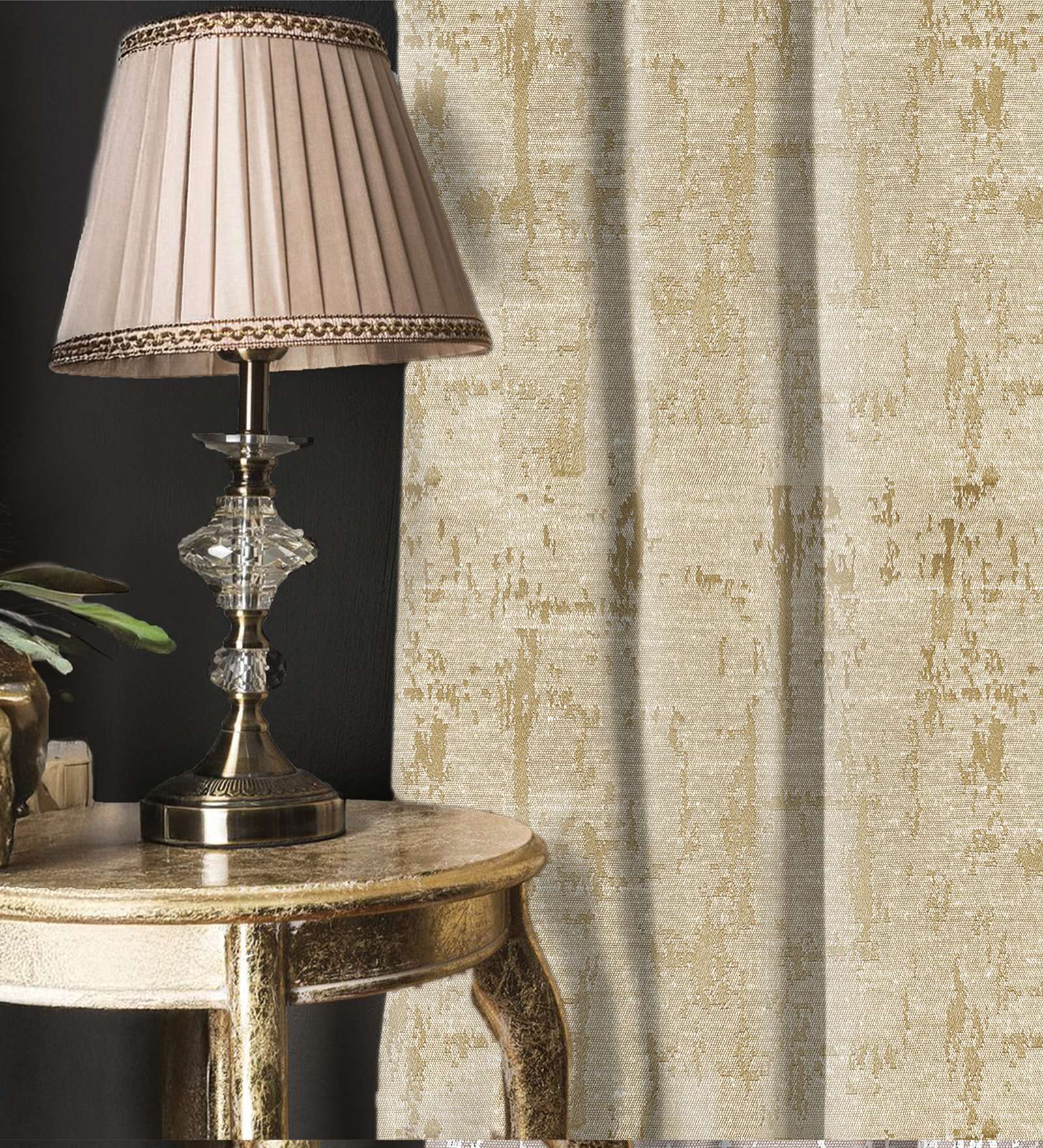 Dusk Beige Blackout Jacquard Polyester Curtains for Door Pack of 2