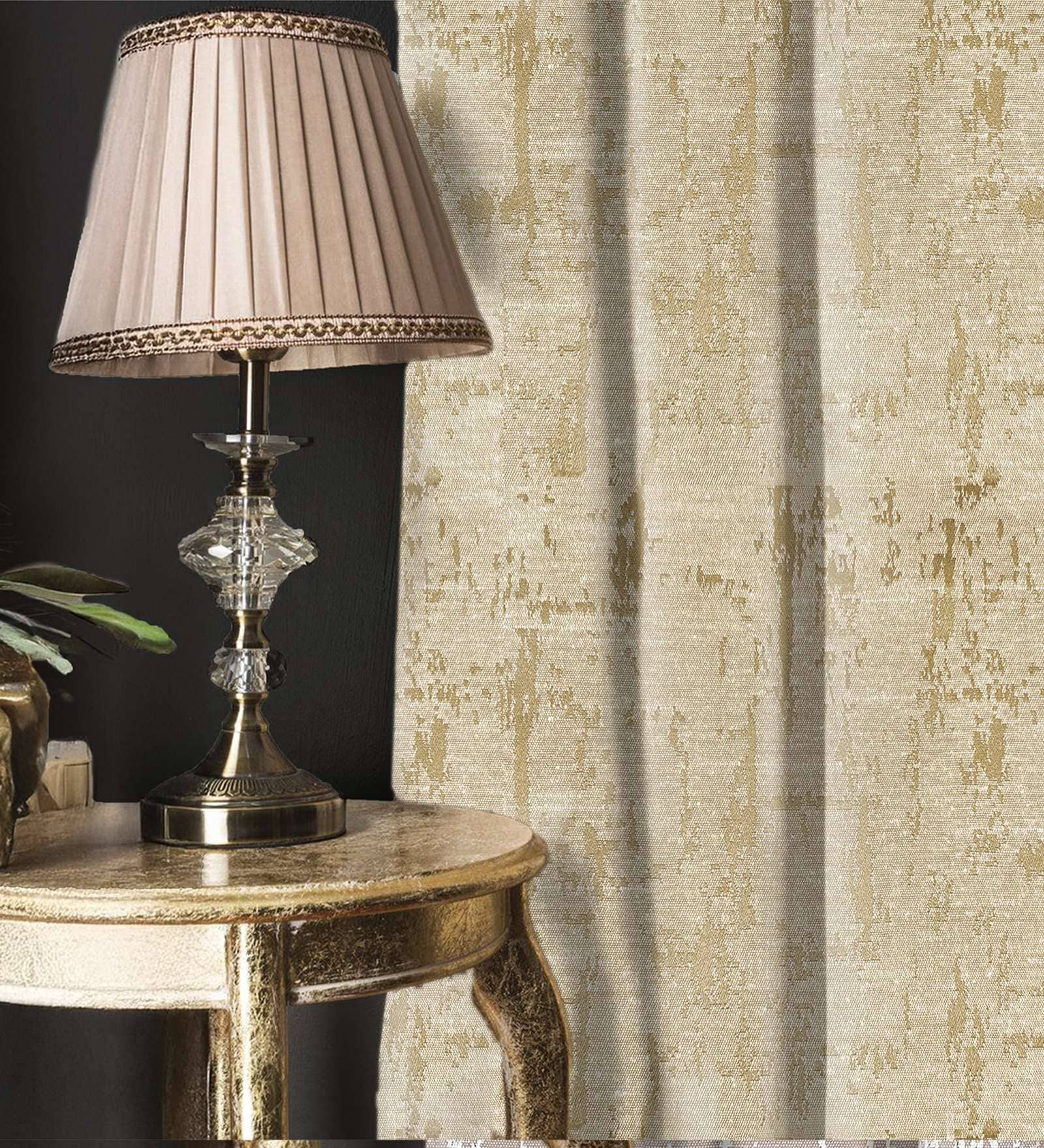 Dusk Beige Blackout Jacquard Polyester Curtains for Window Pack of 2