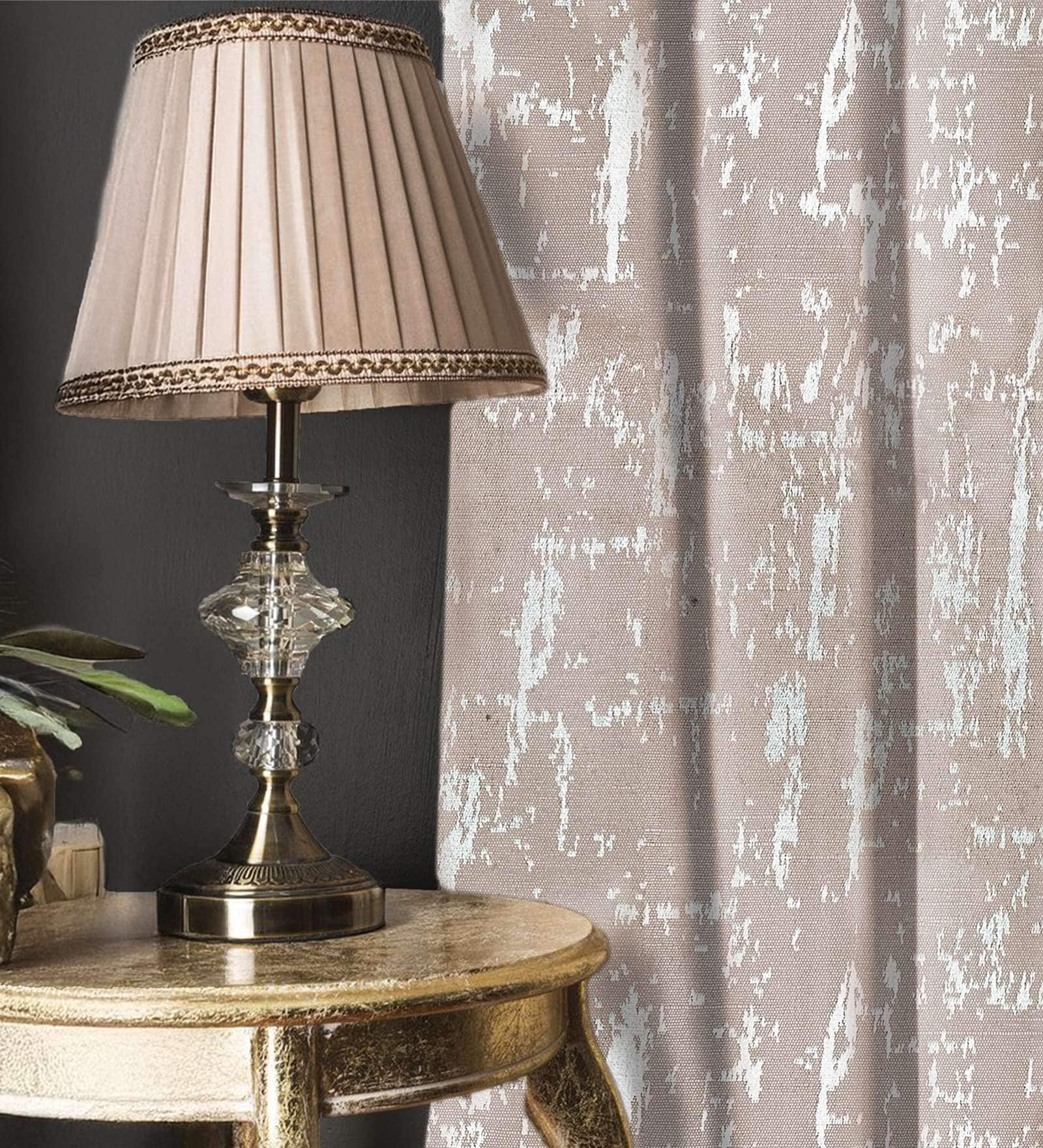 Dusk Soft brown Blackout Jacquard Polyester Curtains for Window Pack of 2