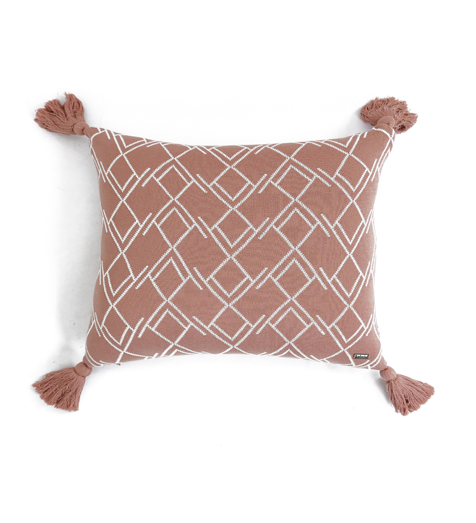 Dusty Coral & Natural 100% Cotton Gianna 18X18 Inches Knitted Cushion Cover