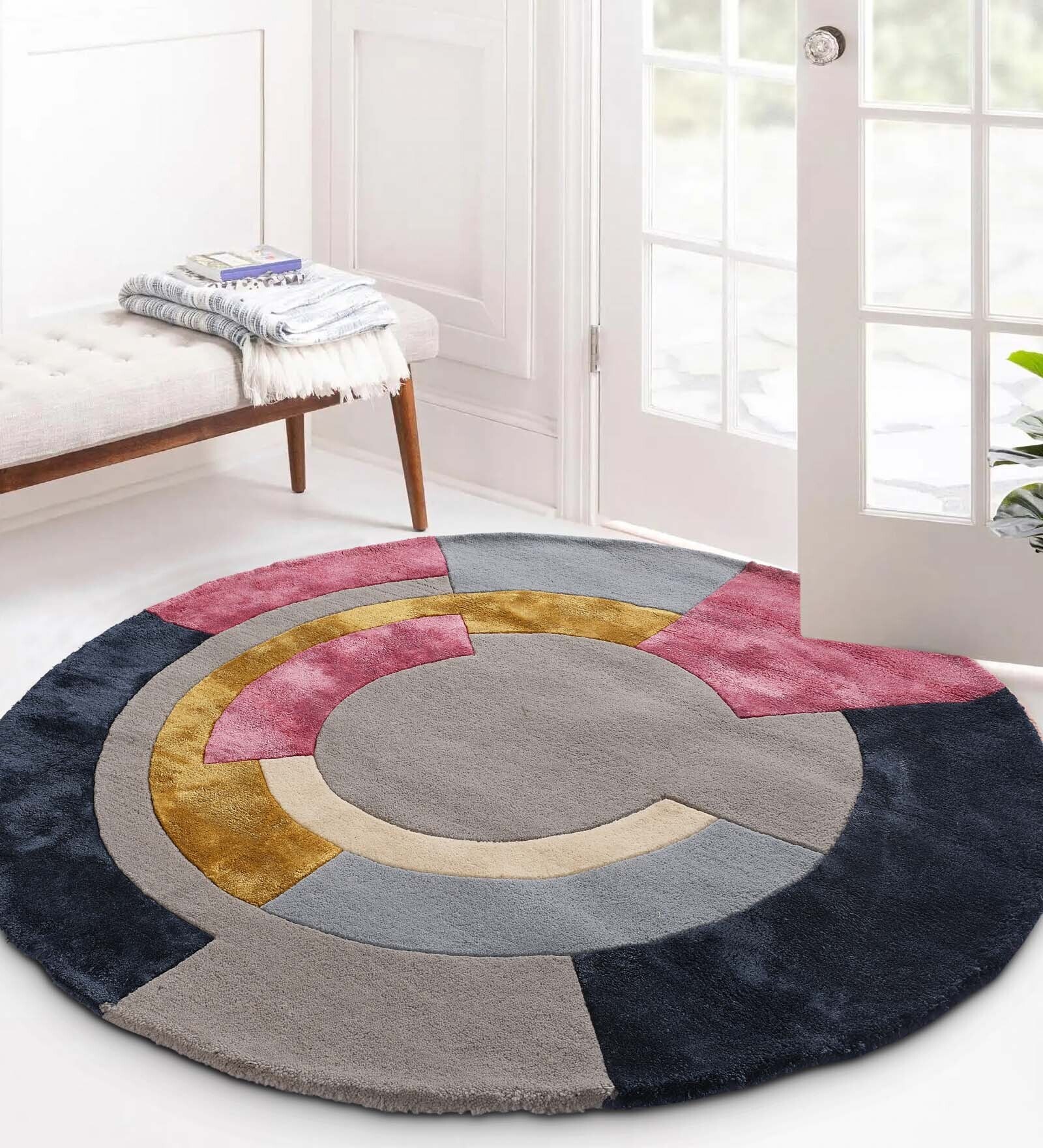 Buy Dusty Rose Wool Solid 4 ft x 4 ft Hand Tufted Carpet Carpet