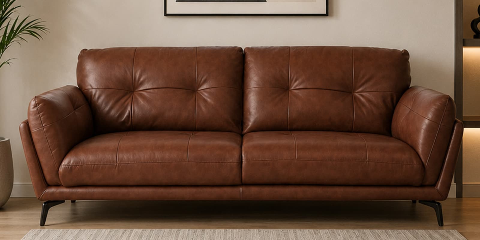 Dundee Half Leather 3 Seater Sofa in Tuscany Cedar colour