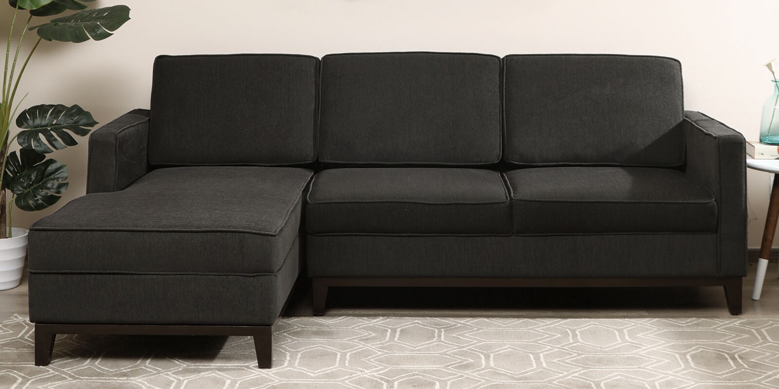 Buy Dunford Fabric RHS Sectional Sofa (3 + Lounger) in Charcoal Grey