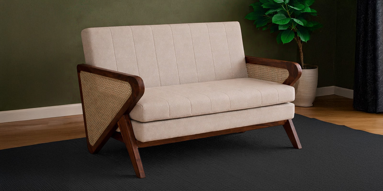 Durbuy Sheesham Wood 3 Seater Sofa In Provincial Teak Finish