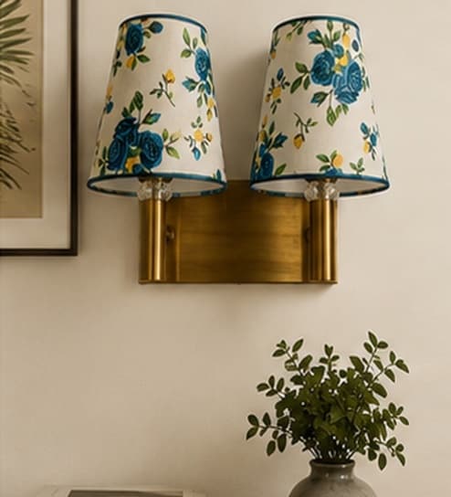 Dual Gold Wall Lamp with Multicolor cotton shade