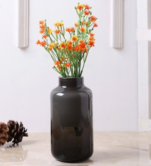 Buy Black Dual Tone Bottle Shaped Glass Vase By Aapno Rajasthan