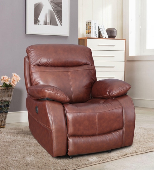 Buy Dublin 1 Seater Recliner In Brown Colour By Hometown Online