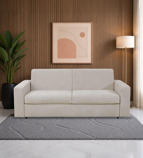 home4u Dublin Covertible 3 Seater Sofa Cum Bed In Beige Colour-picture-33