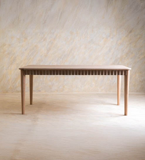 Dune 6 Seater Dining Table In White Cerused Finish