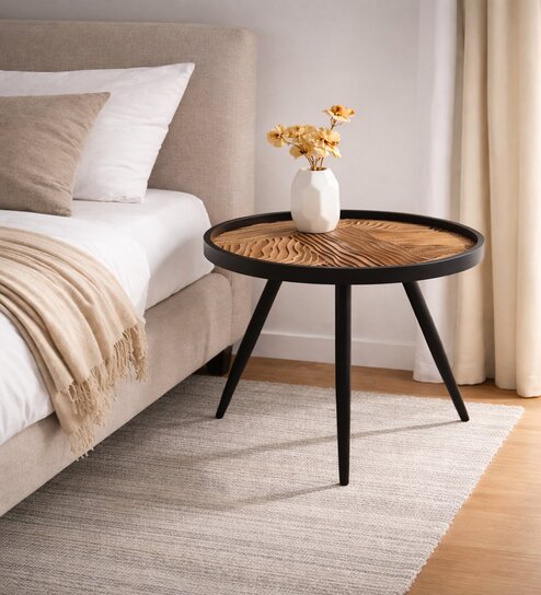 Dune Large End Table In Gold & Black Finish