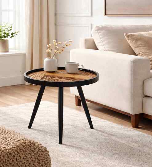 Dune Medium End Table In Gold & Black Finish