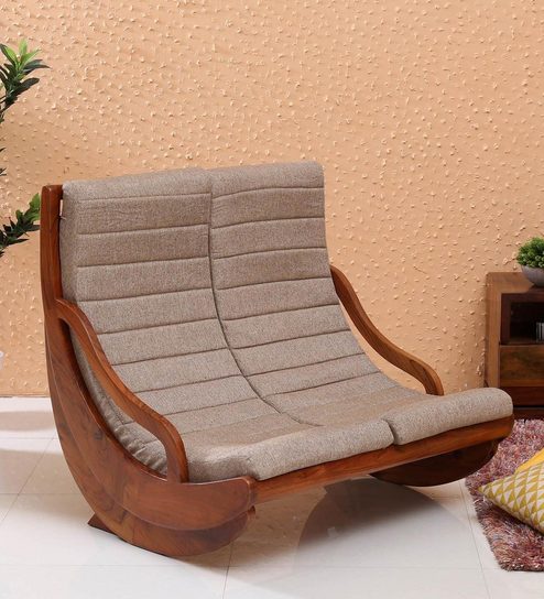 Duos 2 Seater Rocking Chair In Honey Oak Finish By Woodsworth