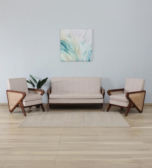 Durbuy Sheesham Wood 3+1+1 Seater Sofa In Provincial Teak Finish