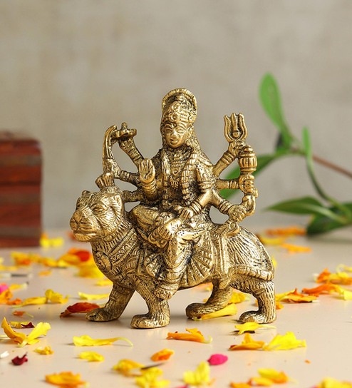 Golden Durga Maa Brass Idol