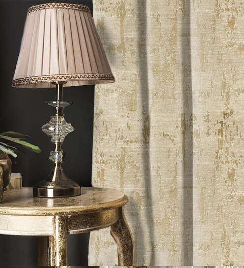 Dusk Beige Blackout Jacquard Polyester Curtains for Door Pack of 2