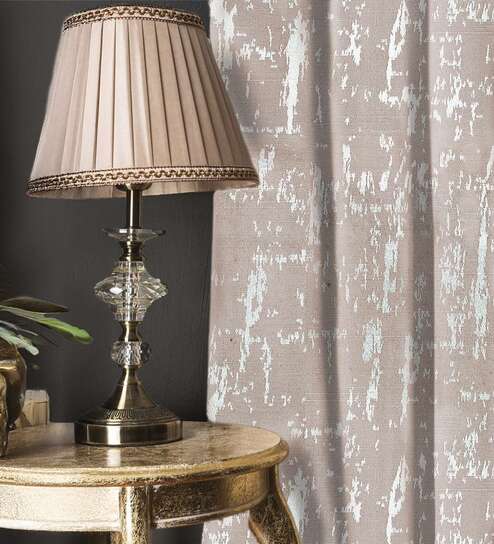 Dusk Soft brown Blackout Jacquard Polyester Curtains for Long Door Pack of 2