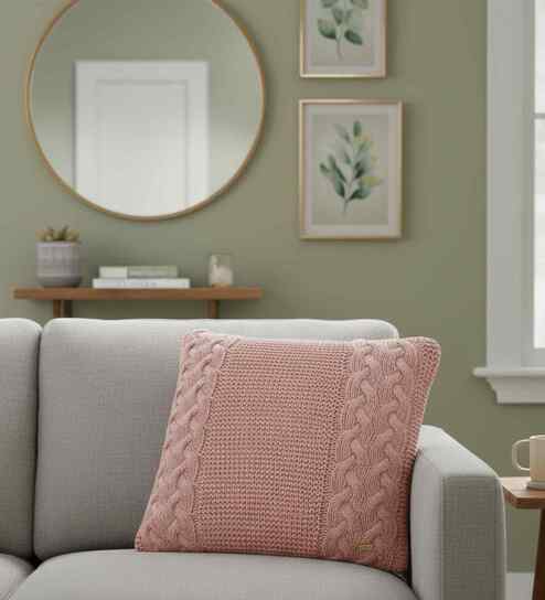 Dusty Coral 100% Cotton Archer16X16 Inches Knitted Cushion Cover