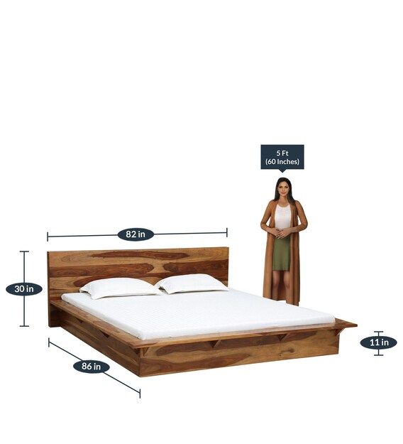 Buy Duvall Solid Wood King Size Platform Bed with 2 Night Stands in