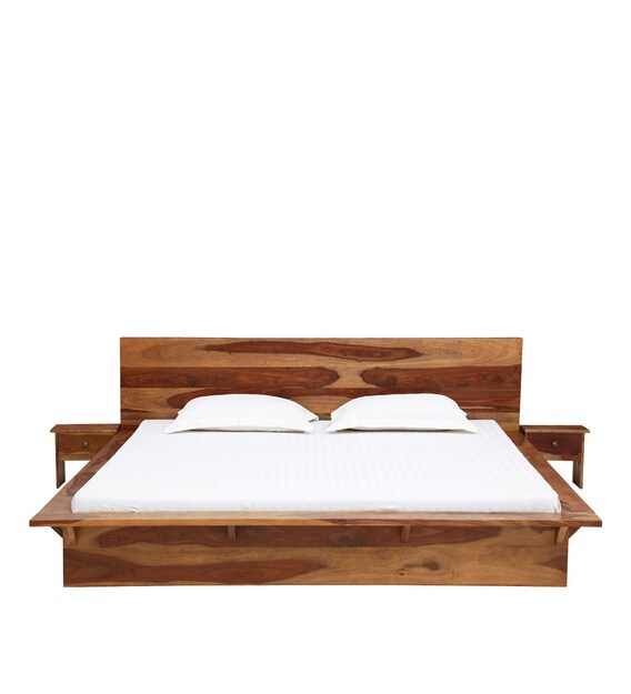 Buy Duvall Solid Wood King Size Platform Bed with 2 Night Stands in