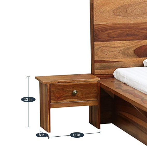 Buy Duvall Solid Wood King Size Platform Bed with 2 Night Stands in