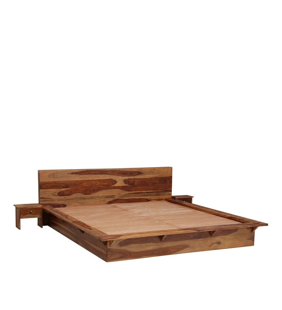 Buy Duvall Solid Wood King Size Platform Bed with 2 Night Stands in