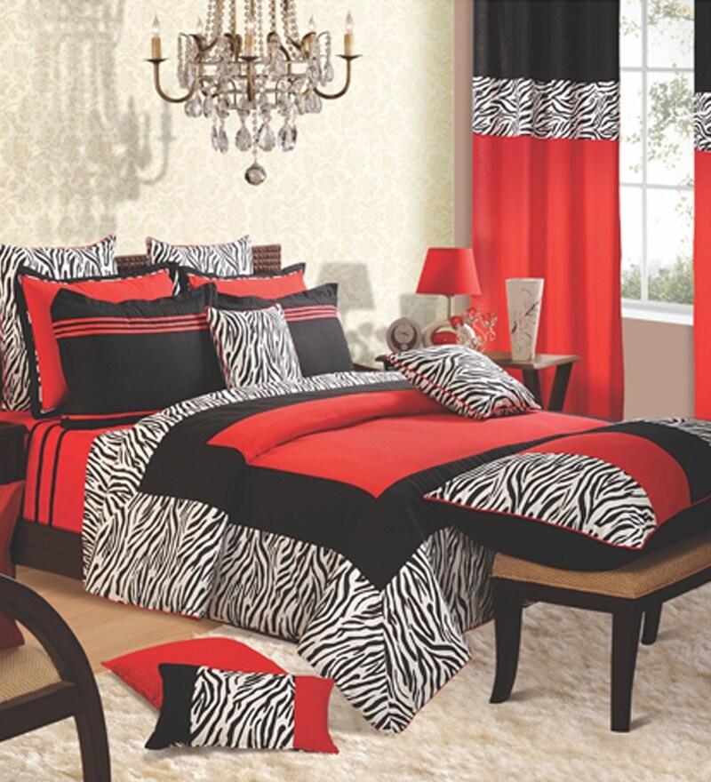 Swayam Red N Black Zebra Printed Bedding Set by Swayam Online Bedding