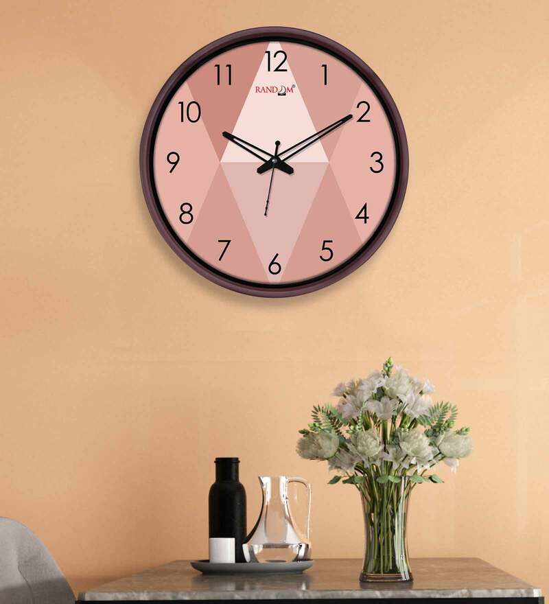 Buy Dual Frame Lattice Texture Plastic Wall Clock In Brown & Cream By