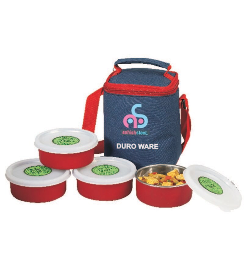 Buy Duroware Stainless Steel Lunch Box With Bag Set of 4 Online