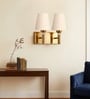 Dual  Gold Wall Lamp with off-white cotton shade
