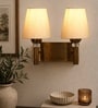 Dual  Gold Wall Lamp with off-white cotton shade
