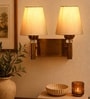 Dual  Gold Wall Lamp with off-white cotton shade