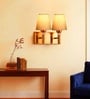 Dual  Gold Wall Lamp with off-white cotton shade