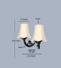 Dual Arm Gold Antique Wall Mounted Lamp with Off-White Cotton Shades