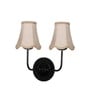Dual Black Wall Light with Beige Jute Shades