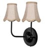 Dual Black Wall Light with Beige Jute Shades