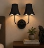 Dual Black Wall Light with Black Cotton Shades