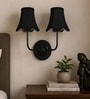 Dual Black Wall Light with Black Cotton Shades