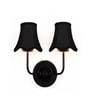 Dual Black Wall Light with Black Cotton Shades